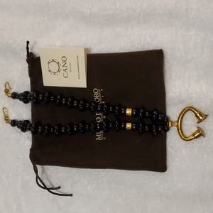 Museo del Oro, Precolombian Black Onyx Gold Plated necklace.